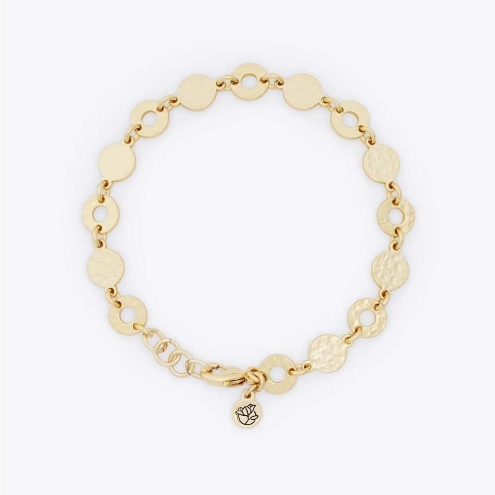 Draper James 12K Shiny Gold Plated Brass Hammered Disc Bracelet